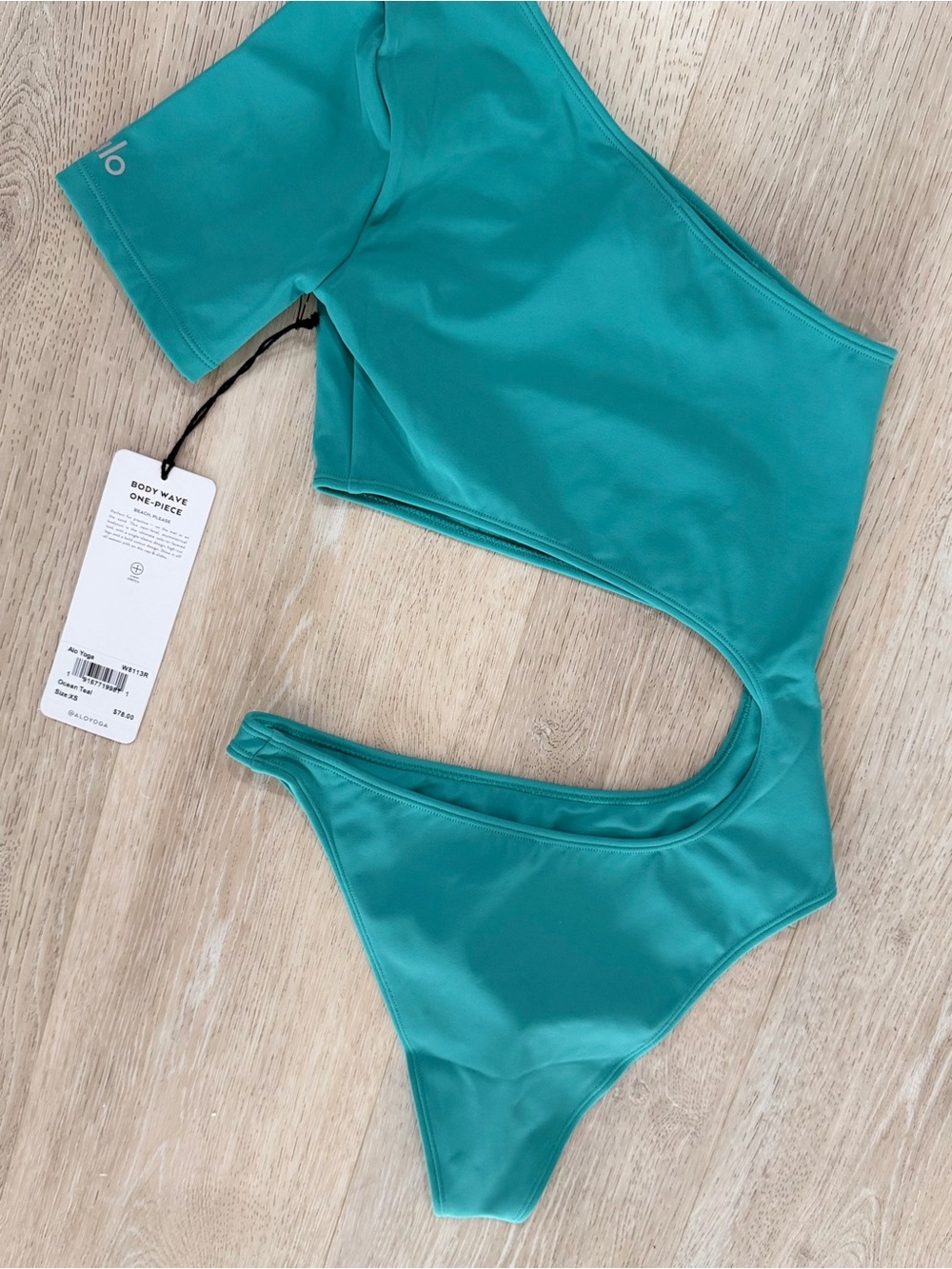 ALO Yoga Teal Asymmetric One-Shoulder Cutout One-Piece Swimsuit